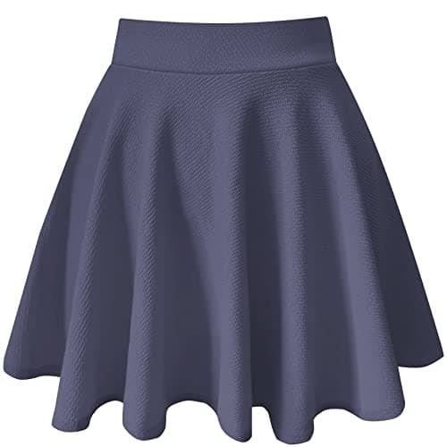PUKAVT Women's A-Line Mini Flared Stretchy Skater Party Skirt — Navy