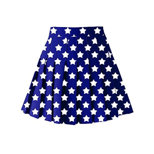 ZHANCHTONG Women's High Waist A-Line Pleated Mini Tennis Skirt — Blue Star