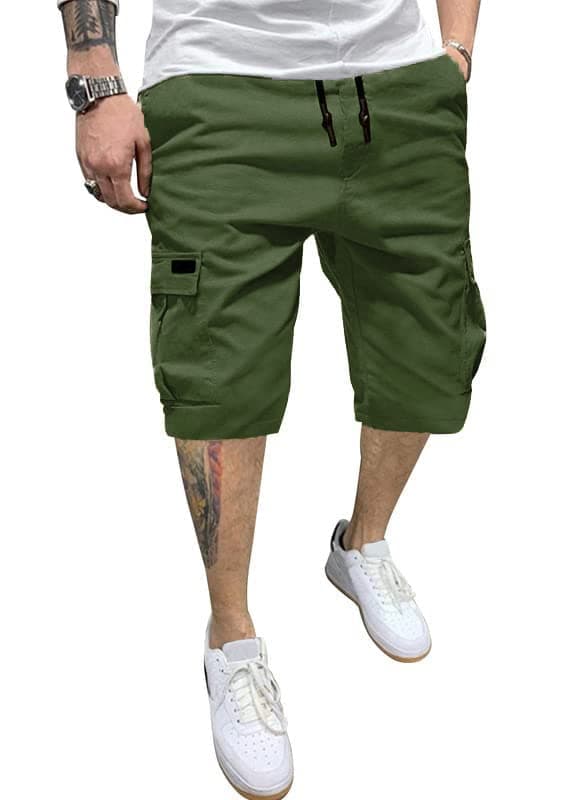 PIDOGYM Men's Waterproof Casual Cargo Shorts with 6 Pockets — Army Green