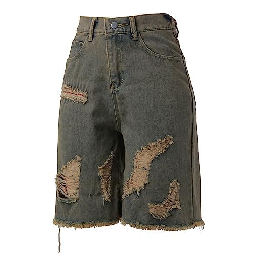 Women's Knee Length Distressed Denim Shorts