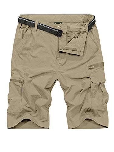 Jessie Kidden Men's Lightweight Quick Dry Water Resistant Fishing Hiking Shorts — Khaki