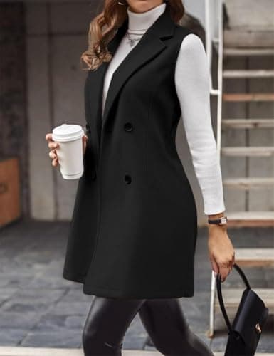 Women's Long Wool Vest for Fall and Winter
