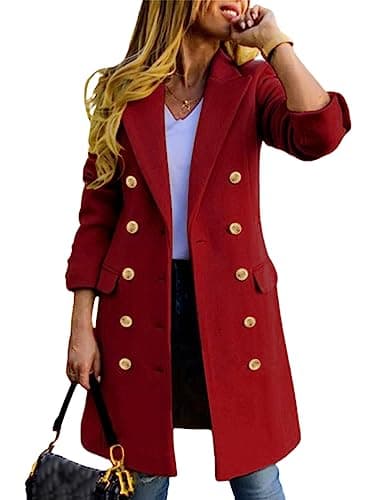 Women's Wool Peacoat for Fall and Winter — Maple Red