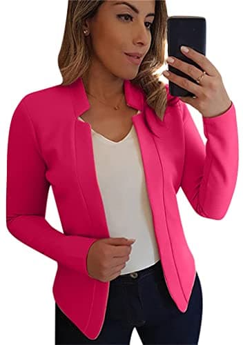 BOFETA Women's Lightweight Long Sleeve Open Front Business Blazer — Rose