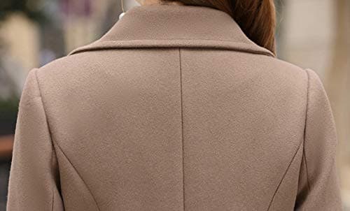 Chouyatou Women's Elegant Notched Collar Double Breasted Wool Blend Coat