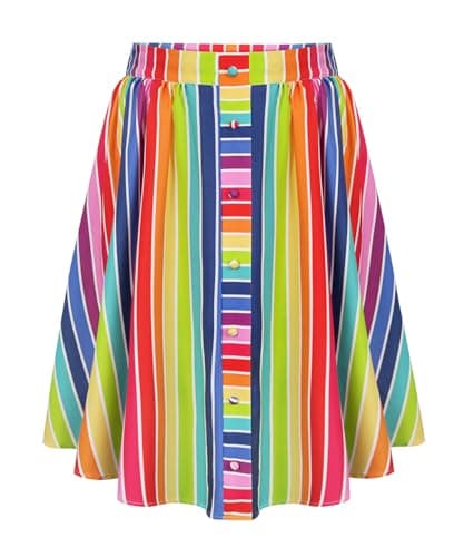 RITERA Plus Size Flared Casual Mini Skater Skirt/Pleated Plaid XL-5XL — L1-rainbow