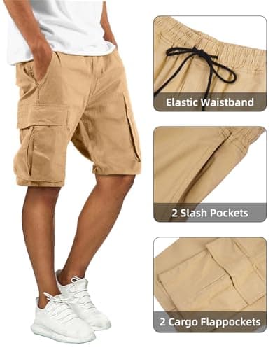 Whox Men's Relaxed Fit Cotton Cargo Shorts with Pockets