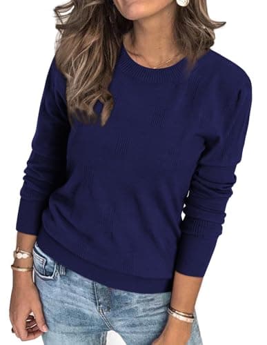 Womens Arach&Cloz Knit Sweater Long Sleeve Casual Spring Outfit Fashion — A-navy