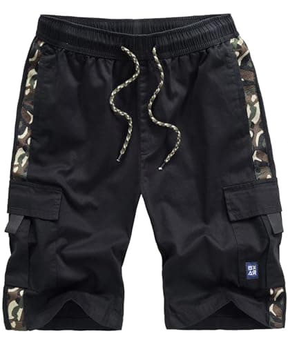 ELETOP Men's Cargo Shorts With Elastic Waist — 902 Camo Black