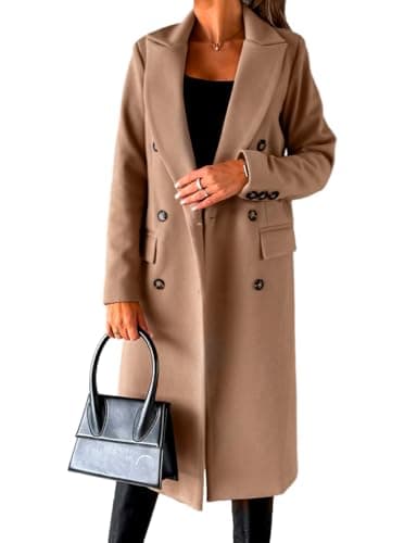 Women's Long Wool Trench Coat for Fall and Winter — Khaki