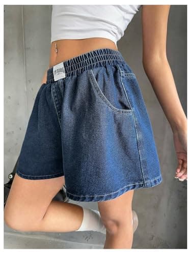 SweatyRocks Women's Y2K High Waist Wide Leg Denim Jean Shorts