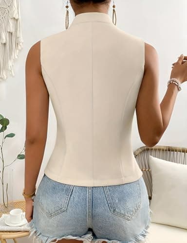 2024 Women's V Neck Sleeveless Suit Vest