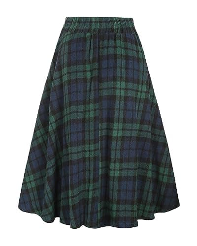 ZAFUL Women's Plaid A-Line Midi Skirt with Pockets