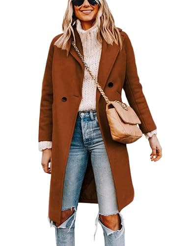 Women's Wool Blend Pea Trench Coat — Caramel