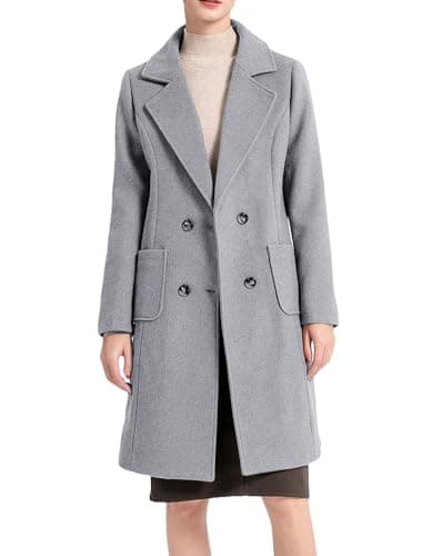 Minibee Women's Winter Warm Wool Peacoat Lapel Jacket — Gray