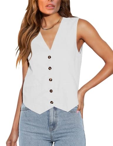 Floral Find Women's Casual Sleeveless V-Neck Business Vest with Pocket
