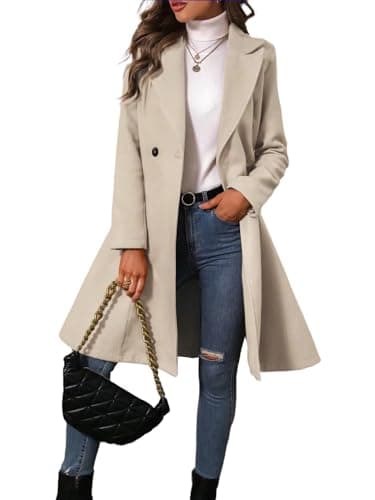 IDEAL SANXUN Women's Wool Trench Coat Fall Winter Dressy