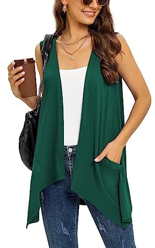 Veryoung Women's Lightweight Floral Long Sleeve Cardigan with Pockets — C12-dark Green-sleeveless