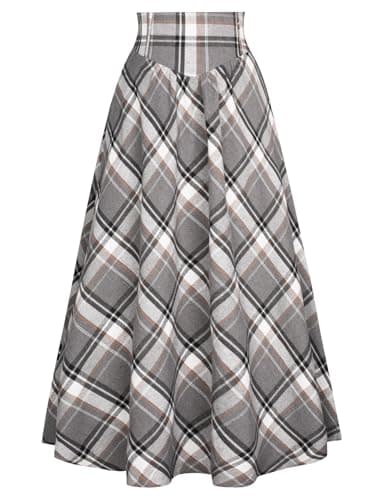 Victorian Plaid Maxi Skirt for Women