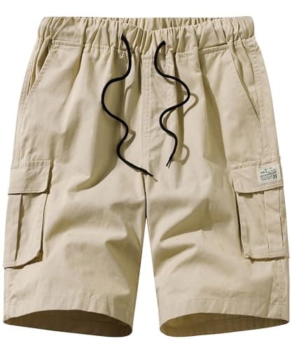 Vcansion Men's Casual Cotton Camo Cargo Shorts with Multiple Pockets — 02khaki