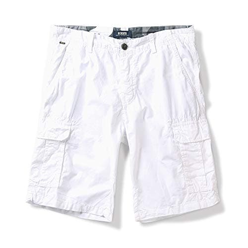 OCHENTA Men's Lightweight Cargo Shorts with Pockets Casual Cotton Shorts (No Belt) — White