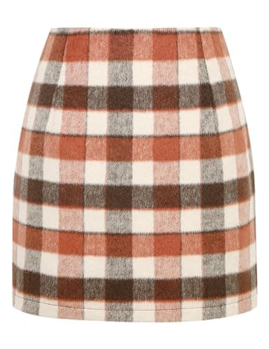 High Waist Plaid Bodycon Pencil Skirt — Checkered Orange