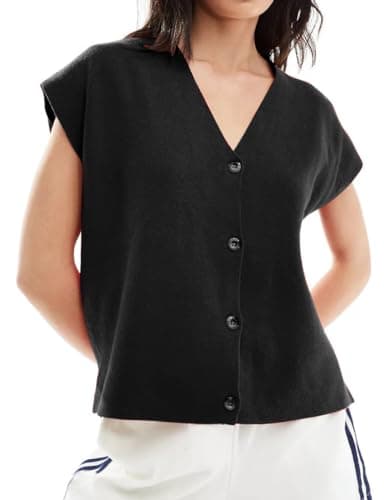 IDEALSANXUN Women's Oversized V-Neck Sweater Vest 2024 — Black