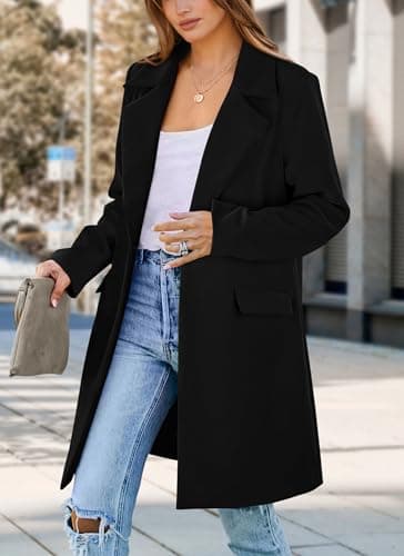 PrettyGarden Women's 2025 Long Sleeve Blazer Jackets Lapel Pockets Casual Work Outerwear
