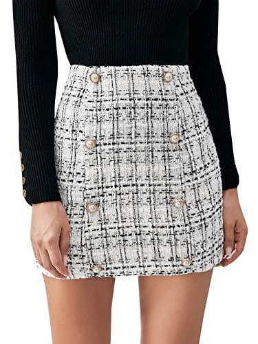 SweatyRocks Women's Elegant High Waist A-line Plaid Mini Skirt
