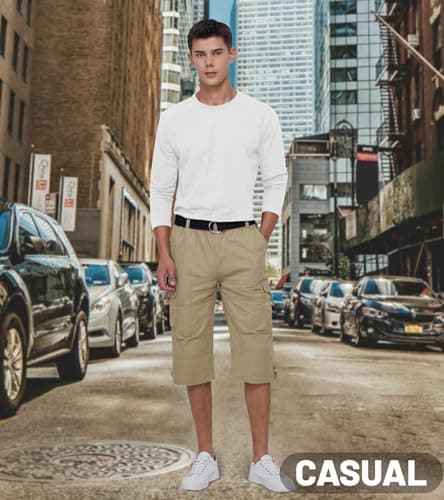 EKLENTSON Men's 3/4 Cargo Shorts with 7 Pockets
