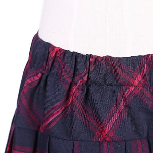 Urban CoCo Women's Elastic Waisted Tartan Pleated School Skirt