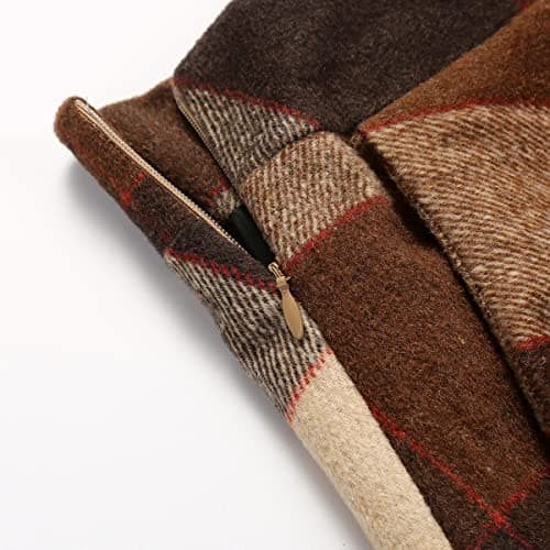IDEALSANXUN Women's A-Line Plaid Wool Skirts with Elastic Waist