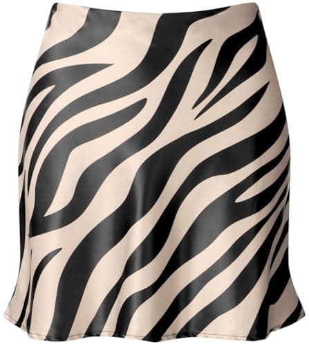 Women's Reaowazo Satin High Elastic Ruffle Waist Short Skirt — A-stripe Black