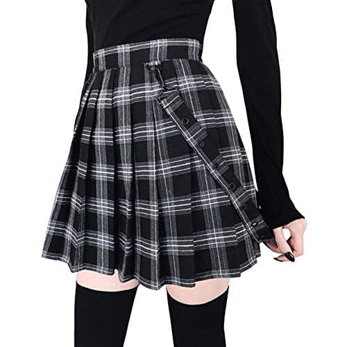 ChouYaTou Women's Cool Sweet A-Line Pleated Mini Skirt