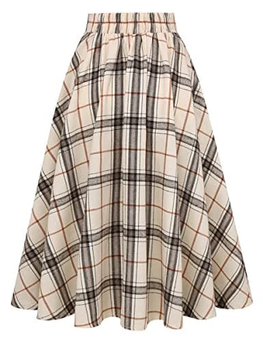 High Waist Aline Pleated Plaid Skirt for Women