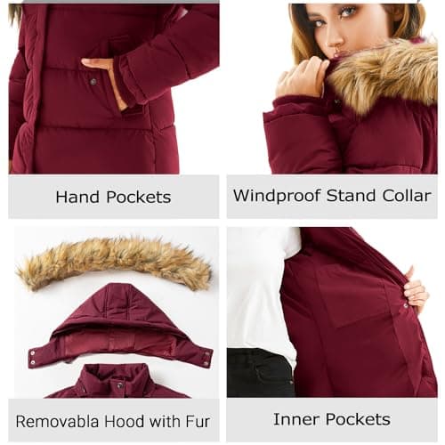 FARVALUE Women's Winter Warm Parka Jacket Puffer Thicken Hooded Coat