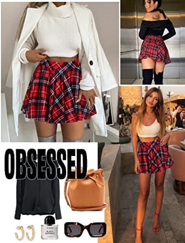 Avidlove Plaid High Waist A-Line Mini Skirt for Schoolgirl