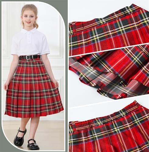 Cromoncent Womens High Waist Pleated Long Skirt with Pockets