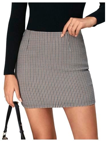 Floerns Women's Multicoloured Plaid High Waist Bodycon Mini Skirt