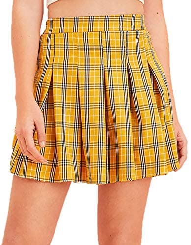 Women's Casual Plaid High Waist A-Line Mini Skirt for WDIRARA