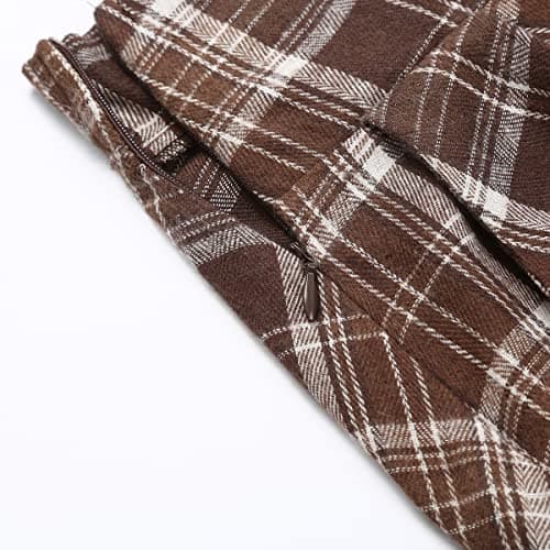 Women's High Waist Plaid A-line Midi Skirt by IDEALSANXUN