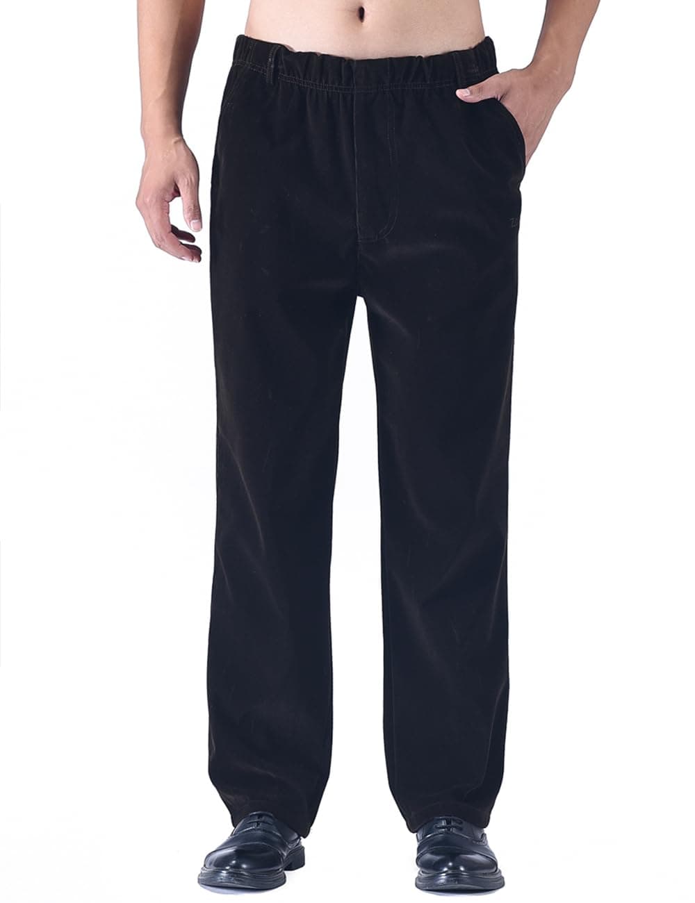 Classic-Fit Corduroy Pants for Men with Elastic Waist