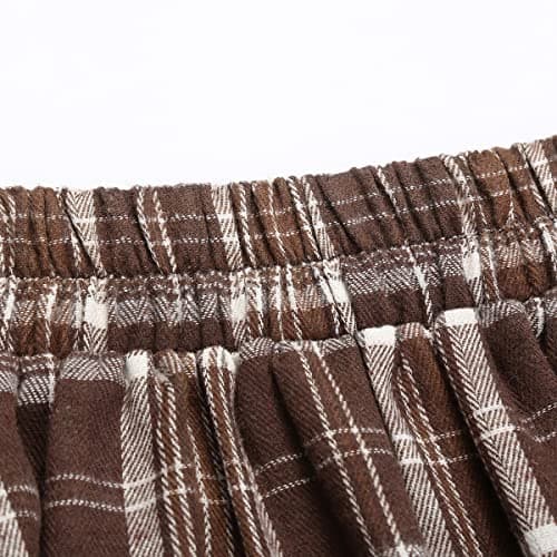 Women's High Waist Plaid A-line Midi Skirt by IDEALSANXUN