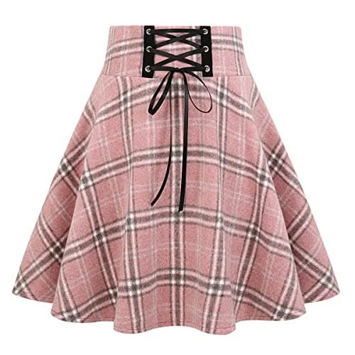 Wool Plaid Mini Gothic Skirts for Women
