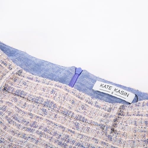 Women's Tweed Pencil Skirt with Slit and Belt