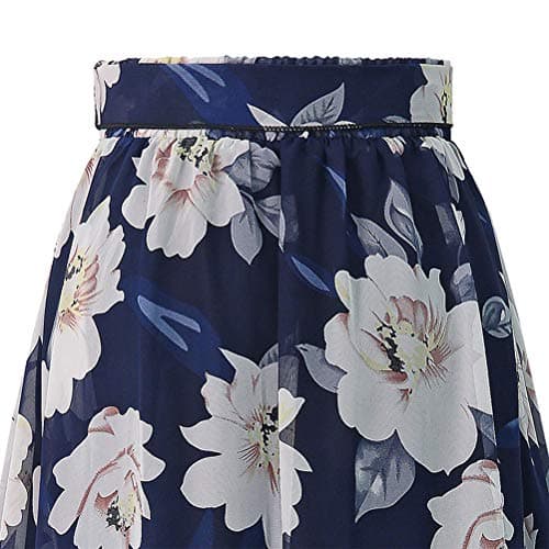 IDEALSANXUN High Waist Floral Midi Chiffon Boho Swing Skirt