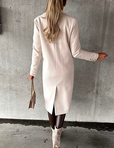 IDEALSANXUN Women's Double Breasted Long Wool Trench Coat for Fall & Winter