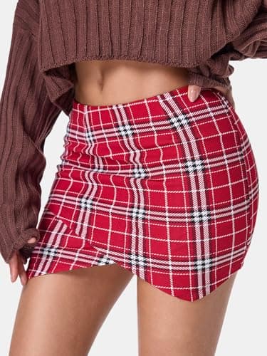 EXLURA Women's Plaid High-Waist Mini Skirt Y2K Fashion