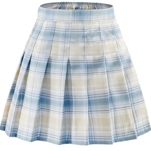 Laimi Women's Pleated Skorts Tennis & Golf Shorts — Blue Plaid