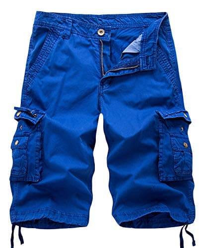 IDEALSANXUN Men's Casual Loose Fit Multi-Pocket Military Style Shorts — Blue